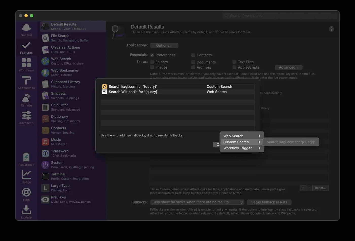 Adding Kagi as a fallback search option